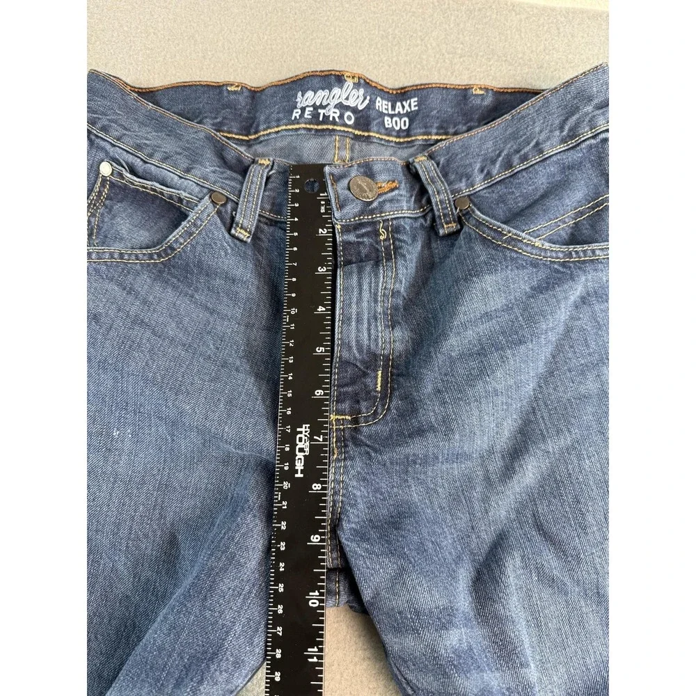 Wrangler Retro Relaxed Boot Jeans Mens 30x32 Med Blue Bootcut Distressed Denim